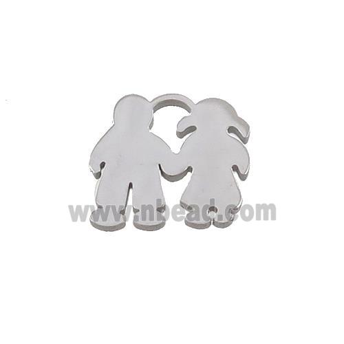 Raw Stainless Steel Couple Pendant