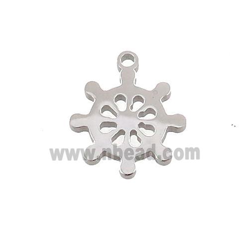 Raw Stainless Steel Ship Helm Pendant Charms