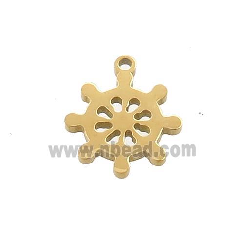 Stainless Steel Ship Helm Pendant Charms Gold Plated