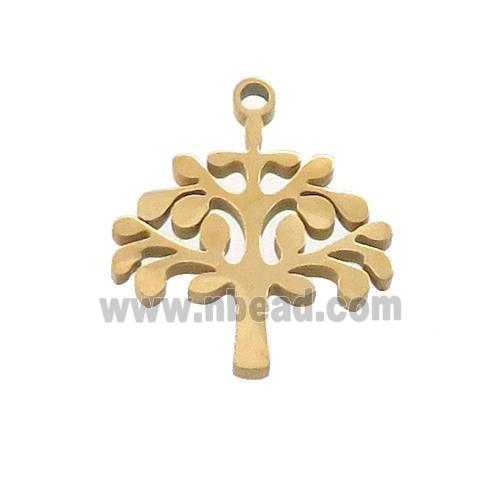 Stainless Steel Tree Charms Pendant Gold Plated
