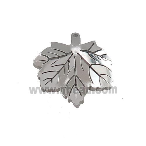 Raw Stainless Steel Maple Leaf Pendant
