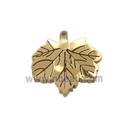 Stainless Steel Maple Leaf Pendant Gold Plated