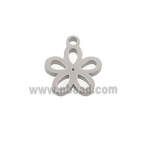 Raw Stainless Steel Flower Pendant