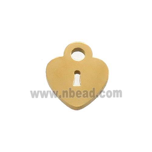 Stainless Steel Heart Lock Charms Pendant Gold Plated