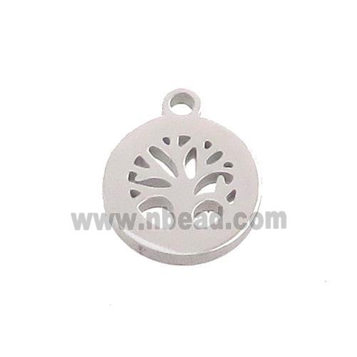 Raw Stainless Steel Tree Of Life Pendant