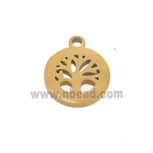 Stainless Steel Tree Of Life Pendant Gold Plated