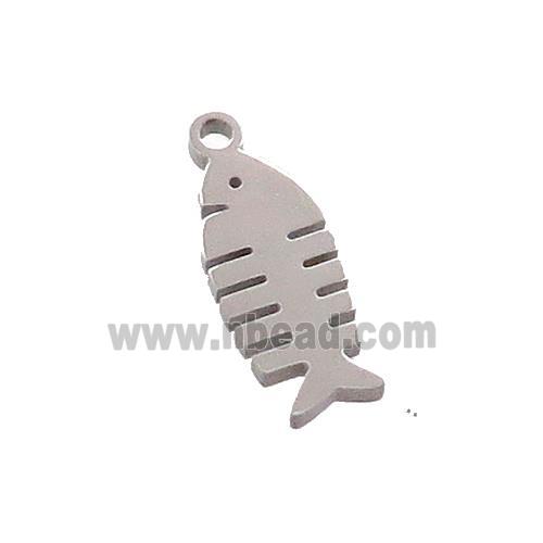 Raw Stainless Steel Fishbone Charms Pendant