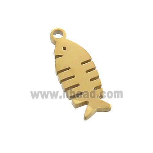 Stainless Steel Fishbone Charms Pendant Gold Plated