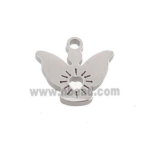 Raw Stainless Steel Angel Charms Pendant Heart