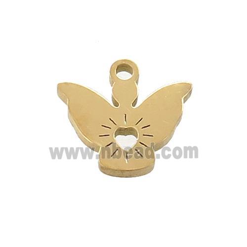Stainless Steel Angel Charms Pendant Heart Gold Plated