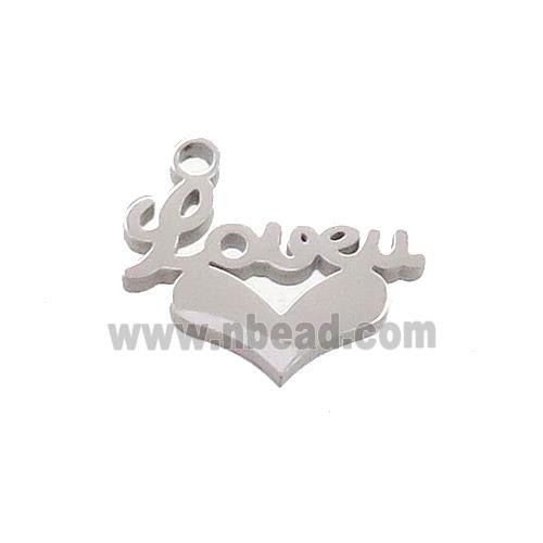Raw Stainless Steel LOVEU Heart Charms Pendant
