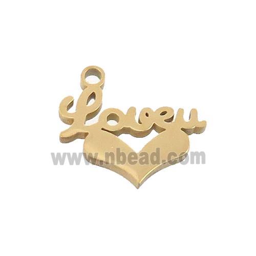 Stainless Steel LOVEU Heart Charms Pendant Gold Plted