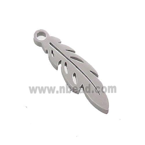 Raw Stainless Steel Feather Charms Pendant