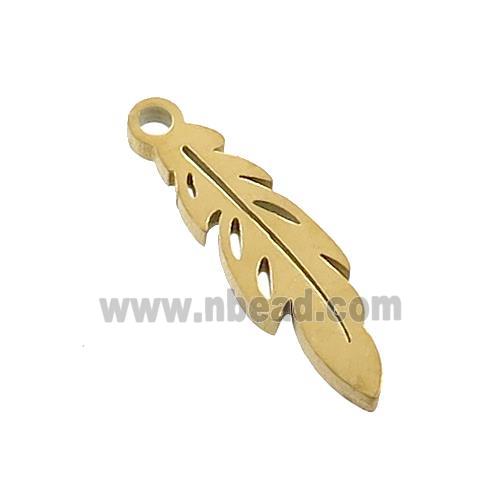 Stainless Steel Feather Charms Pendant Gold Plated