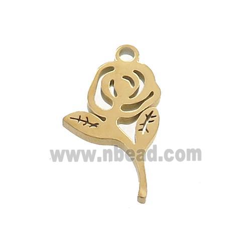 Stainless Steel Roses Flower Pendant Gold Plated