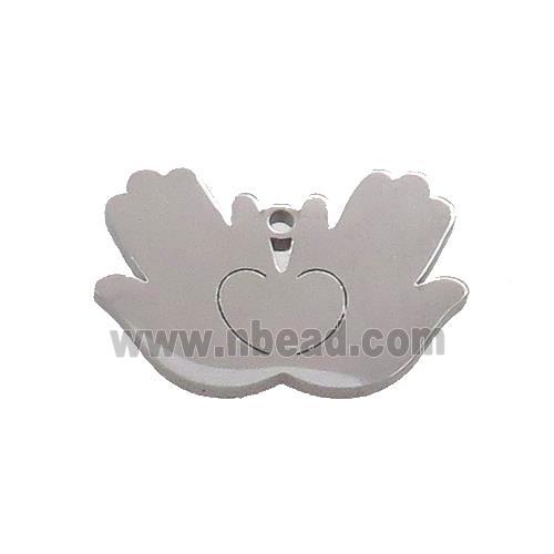 Raw Stainless Steel Hands Charms Pendant Heart