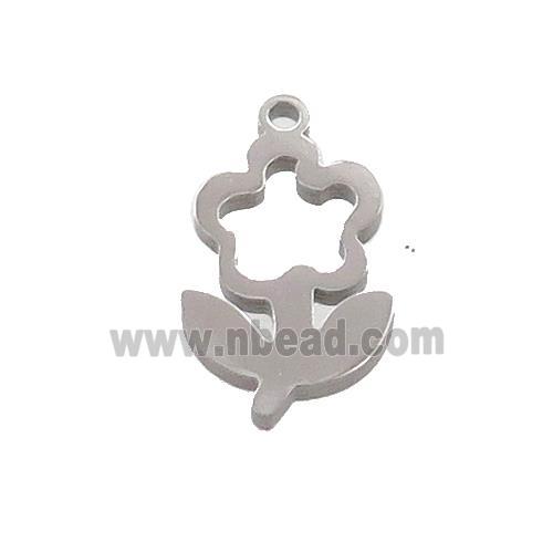 Raw Stainless Steel Flower Charms Pendant