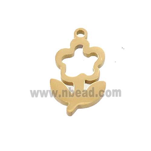 Stainless Steel Flower Charms Pendant Gold Plated