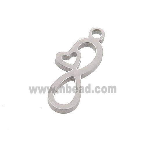 Raw Stainless Steel Infinity Pendant Heart
