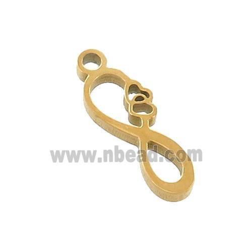 Stainless Steel Infinity Charms Pendant Double Heart Gold Plated