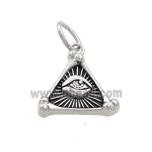 Stainless Steel Triangle Eye Charms Pendant Antique Silver