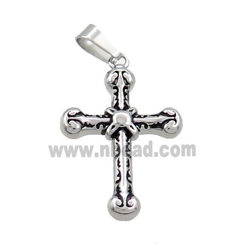 Stainless Steel Cross Charms Pendant Antique Silver