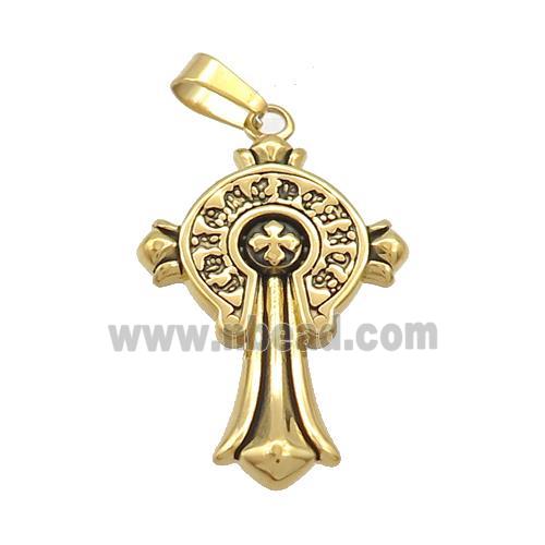 Stainless Steel Cross Charms Pendant Antique Gold