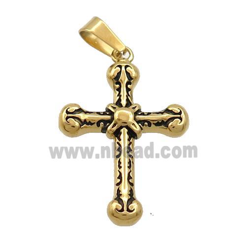 Stainless Steel Cross Charms Pendant Antique Gold