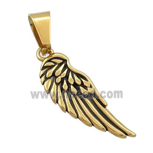 Stainless Steel Angel Wings Charms Pendant Antique Gold