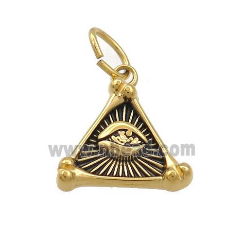 Stainless Steel Triangle Eye Charms Pendant Antique Gold