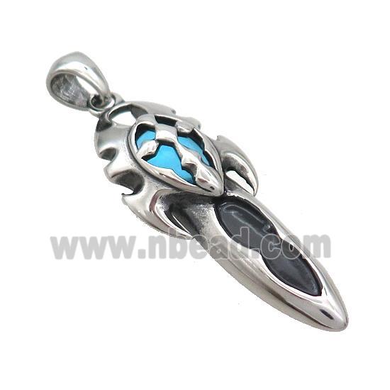 Stainless Steel Charms Pendant Sword Of Protection Antique Silver