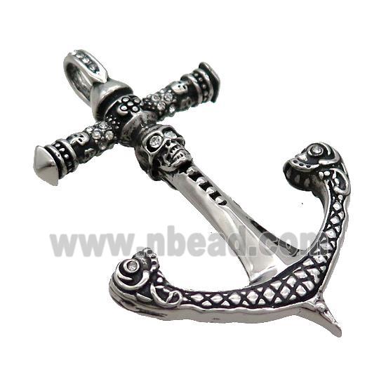 Stainless Steel Anchor Charms Pendant Antique Silver