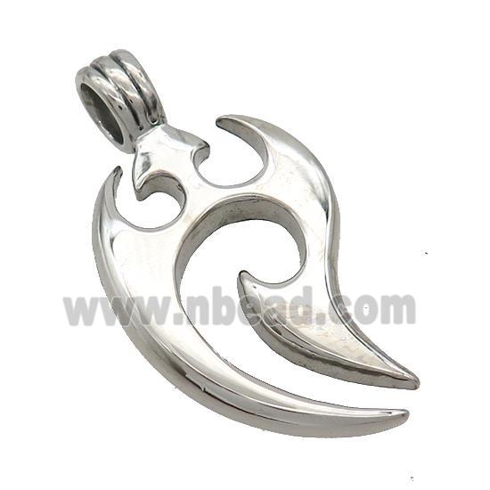 Raw Stainless Steel Tribal Charms Pendant Flame