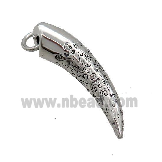 Stainless Steel Horn Charm Pendant Antique Silver