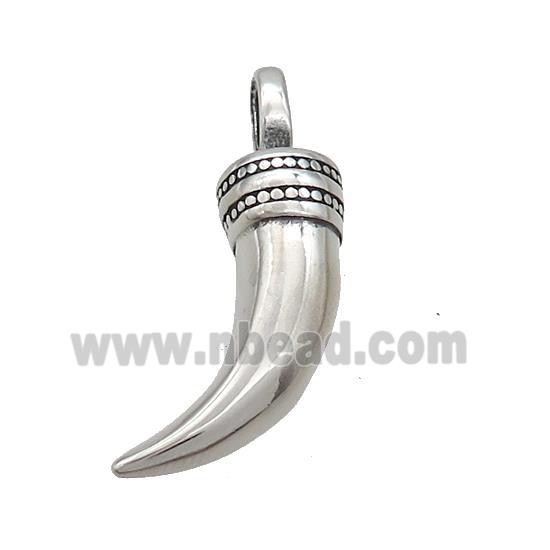 Stainless Steel Horn Charms Pendant Antique Silver