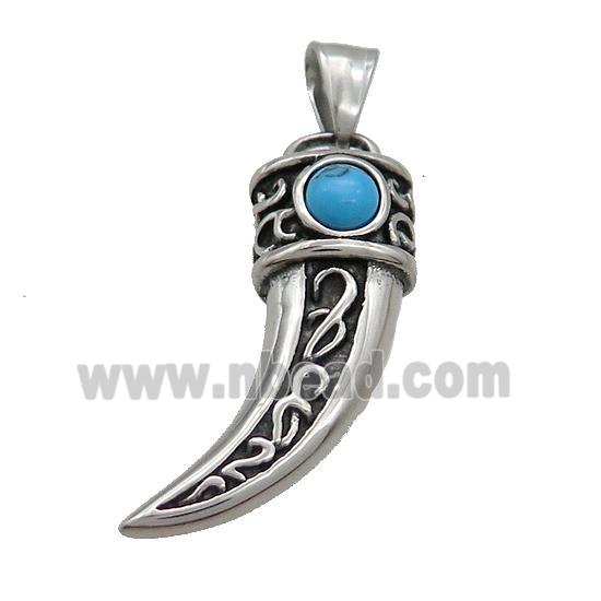 Stainless Steel Horn Charms Pendant Antique Silver