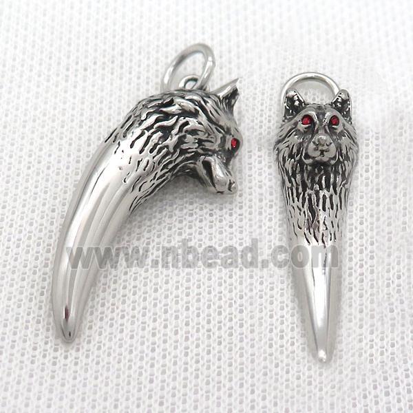 Stainless Steel Wolf Charms Pendant Antique Silver