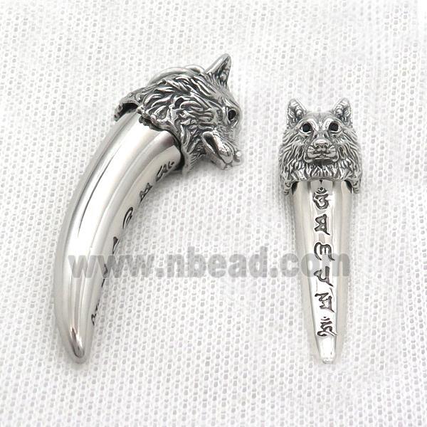 Stainless Steel Wolf Charms Pendant Antique Silver