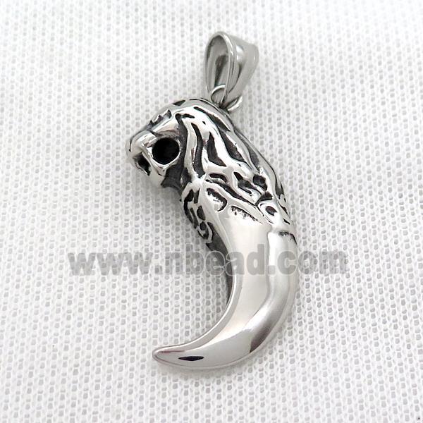 Stainless Steel Lion Pendant Antique Silver