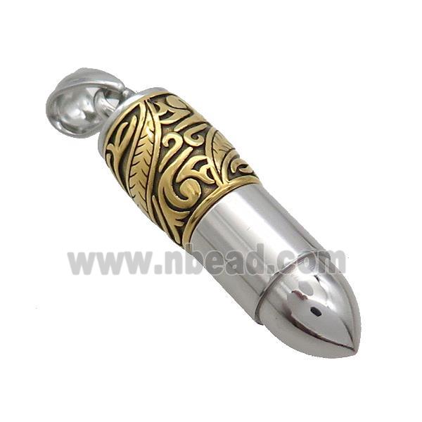 Stainless Steel Bullet Pendant Gold Plated