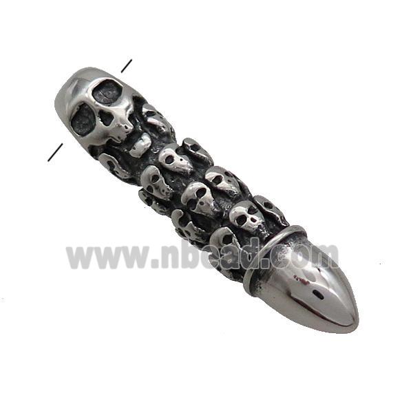 Stainless Steel Bullet Pendant Skull Charms Antique Silver