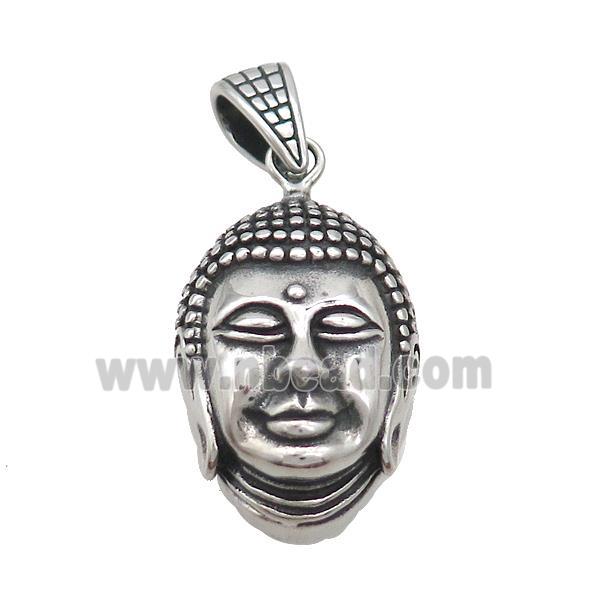 Stainless Steel Buddha Pendant Antique Silver