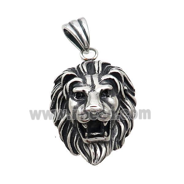 Stainless Steel Lion Charms Pendant Antique Silver