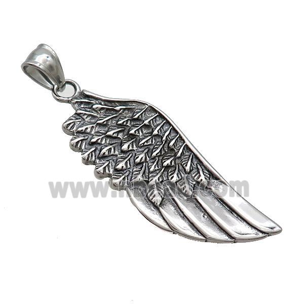 Stainless Steel Angel Wings Charms Pendant Antique Silver