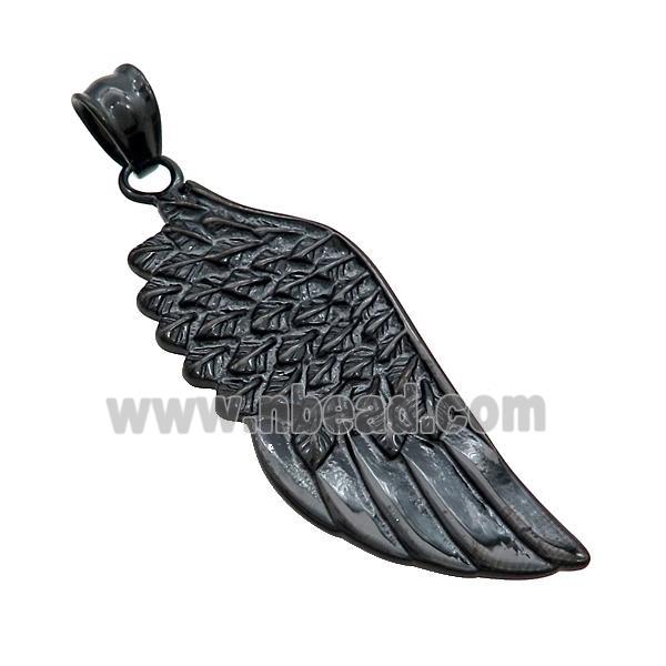 Stainless Steel Angel Wings Charms Pendant Black Plated