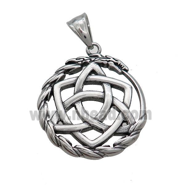 Stainless Steel Celtic Knot Charms Pendant Antique Silver