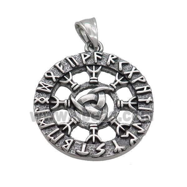 Stainless Steel Viking Compass Charms Pendant Antique Silver