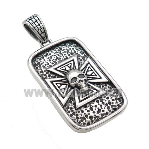 Stainless Steel Skull Charms Pendant Cross Rectangle Antique Silver