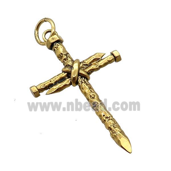 Stainless Steel Cross Pendant Antique Gold