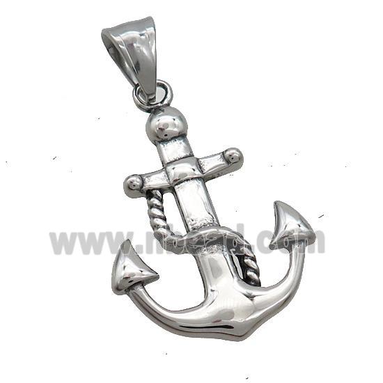 Stainless Steel Anchor Charms Pendant Antique Silver
